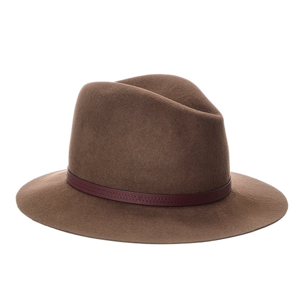 Rag & Bone Brown Wool Fedora Hat with Leather Band